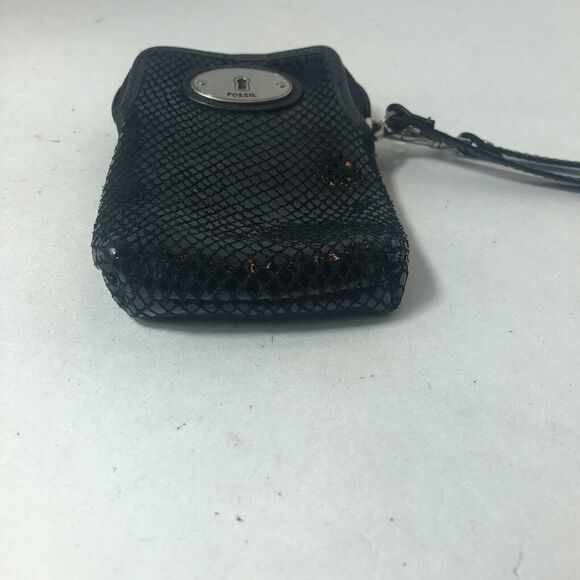 Fossil Credit Card Holder Wristlet Bag Black Snake Print 5"x3.5" C2 - Picture 8 of 11